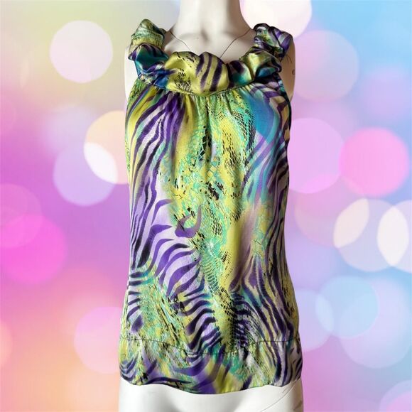 Jaipur Y2K Women's Satin Animal Print Tank Top/Going Out Top Size Medium - Picture 1 of 3